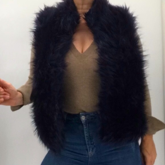 Ci Sono Retro 70’s Faux Fur Penny Lane Ombre Cozy Plush Vest Jacket - Picture 8 of 16